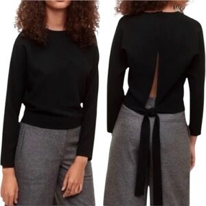 Aritzia Wilfred Black Open Back Tie Laon Blouse in Black Womens Size Medium